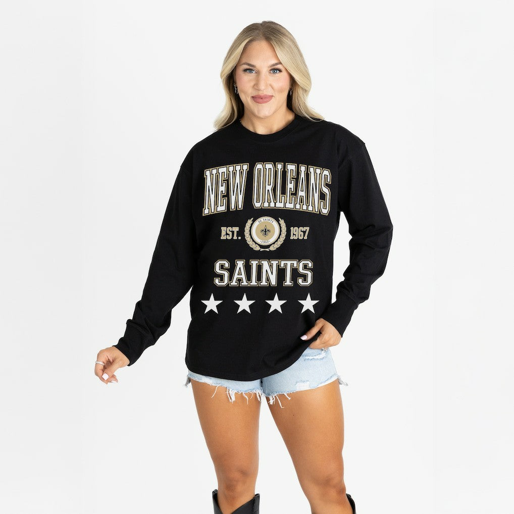 Gameday Couture Women's Oversized Everyday Star Long Sleeve T-Shirt - New Orleans Saints