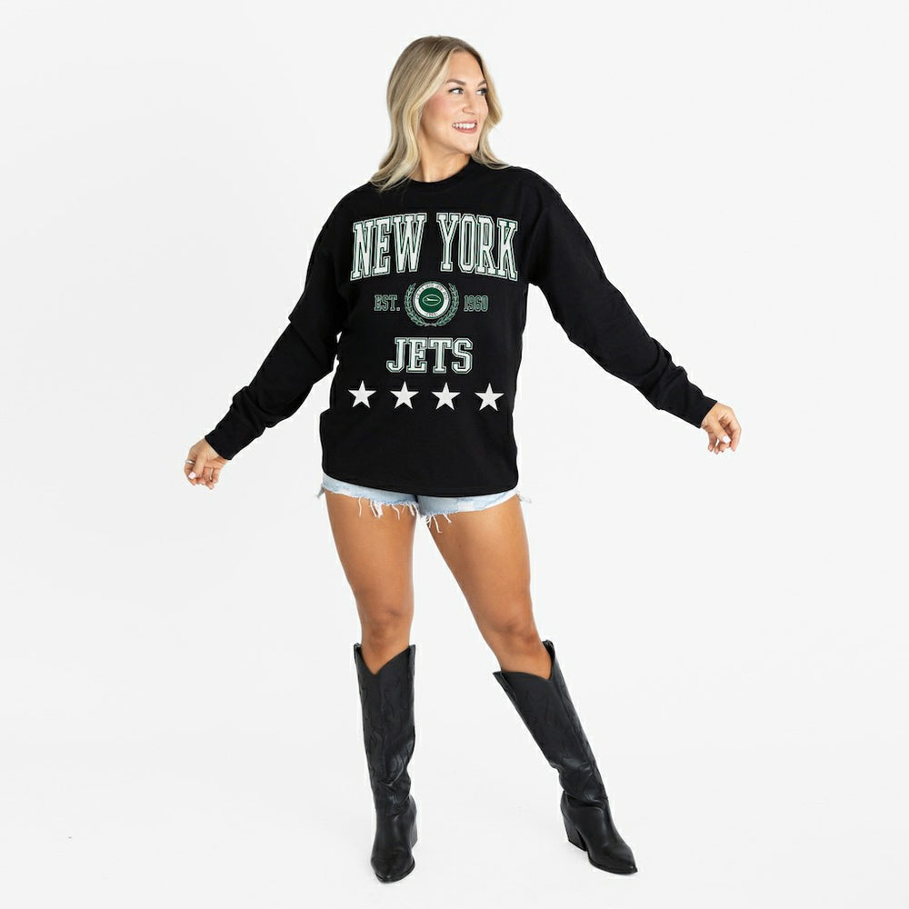 Gameday Couture Women's Oversized Everyday Star Long Sleeve T-Shirt - New York Jets