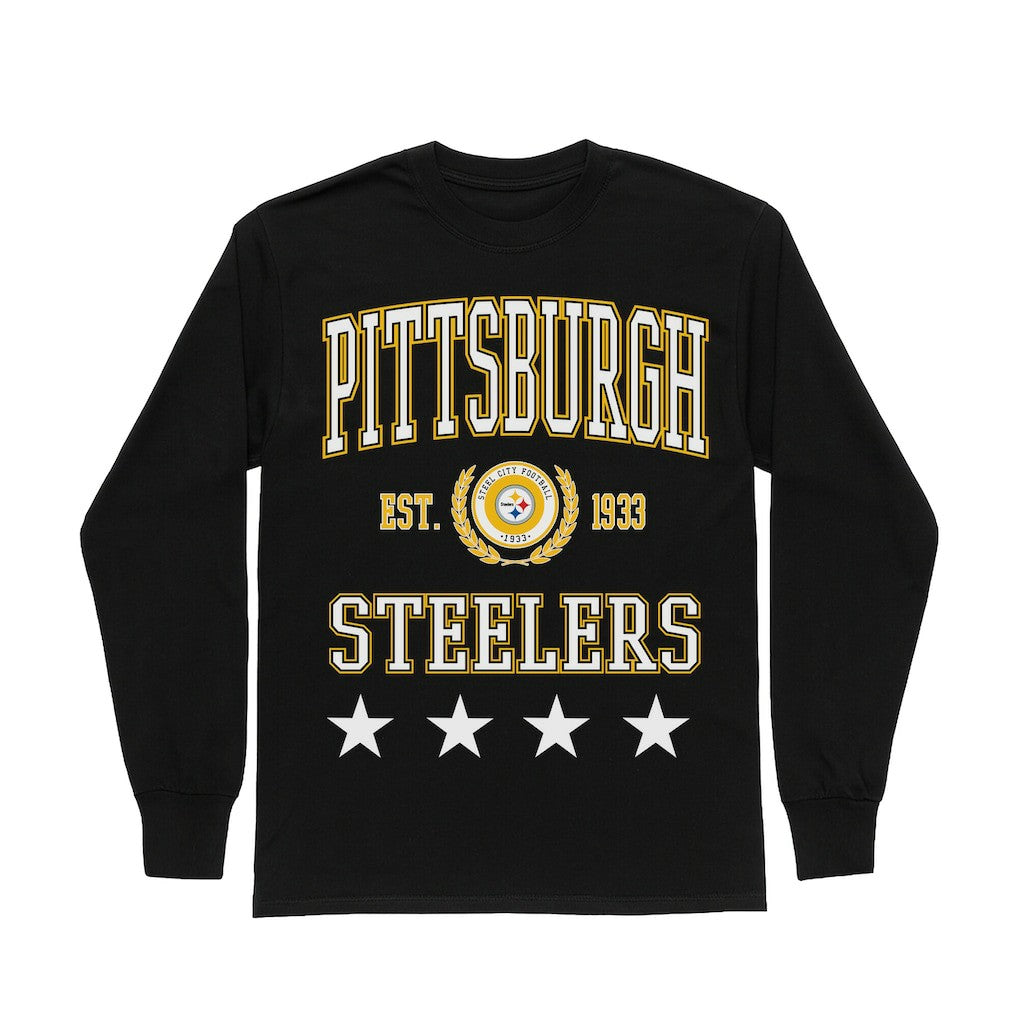 Gameday Couture Women's Oversized Everyday Star Long Sleeve T-Shirt - Pittsburgh Steelers