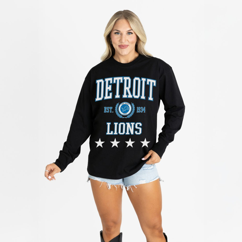 Gameday Couture Women's Oversized Everyday Star Long Sleeve T-Shirt - Detroit Lions