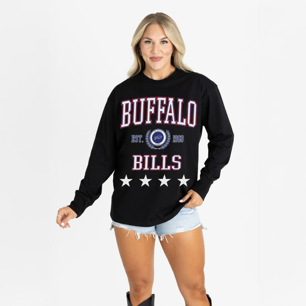 Gameday Couture Women's Oversized Everyday Star Long Sleeve T-Shirt - Buffalo Bills
