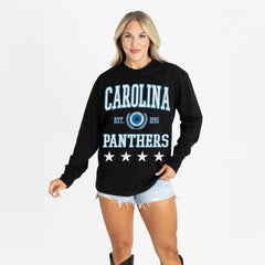 Gameday Couture Women's Oversized Everyday Star Long Sleeve T-Shirt - Carolina Panthers
