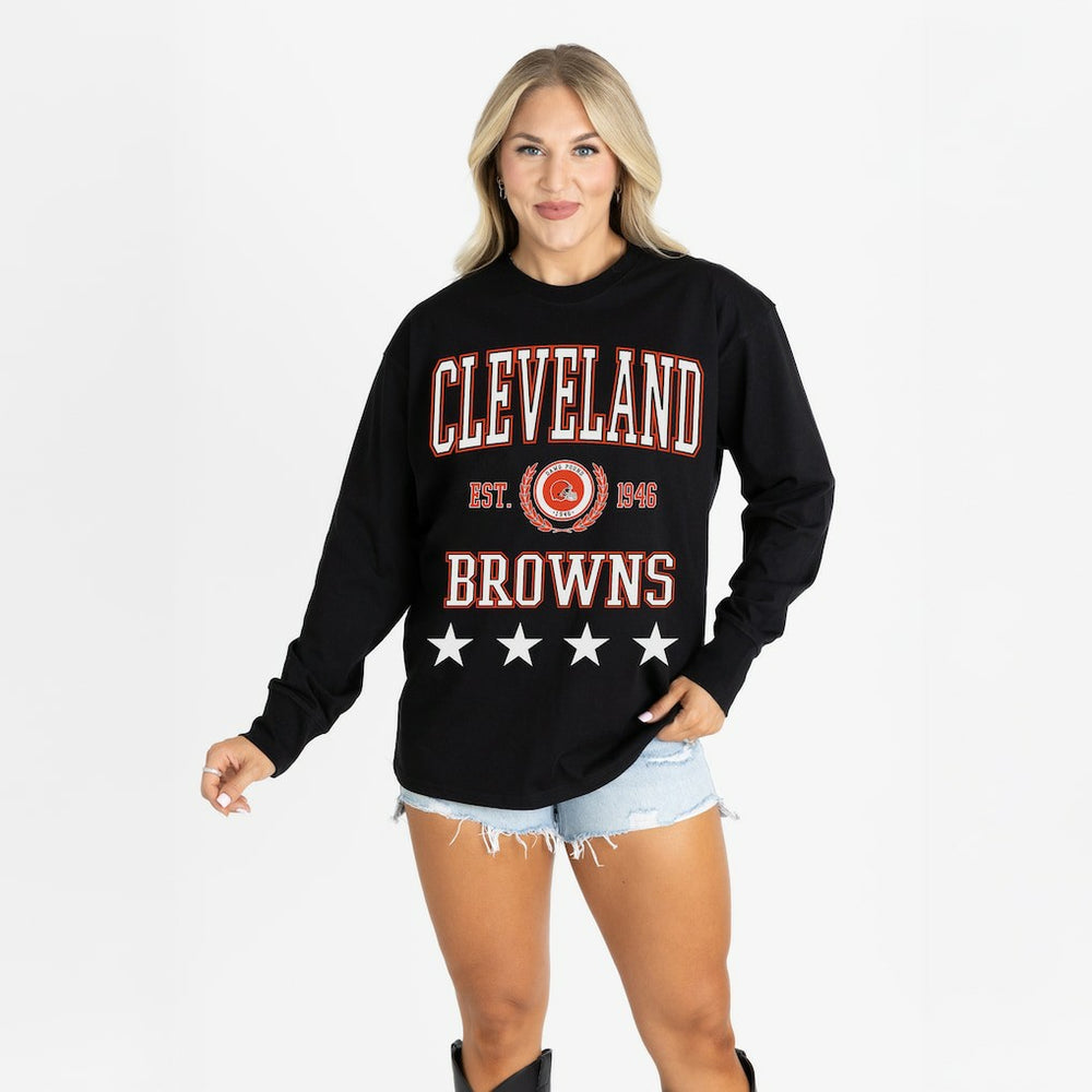 Gameday Couture Women's Oversized Everyday Star Long Sleeve T-Shirt - Cleveland Browns