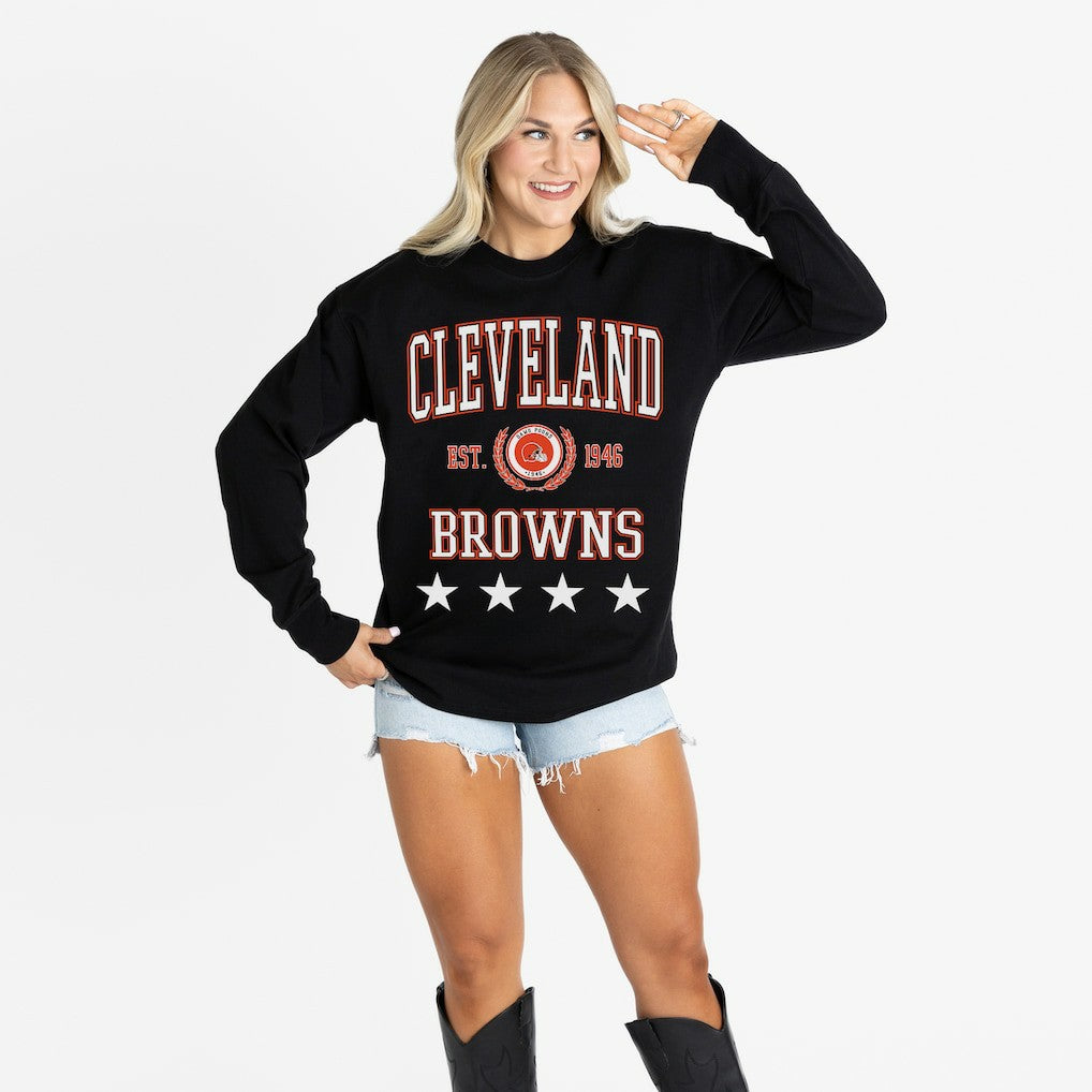 Gameday Couture Women's Oversized Everyday Star Long Sleeve T-Shirt - Cleveland Browns