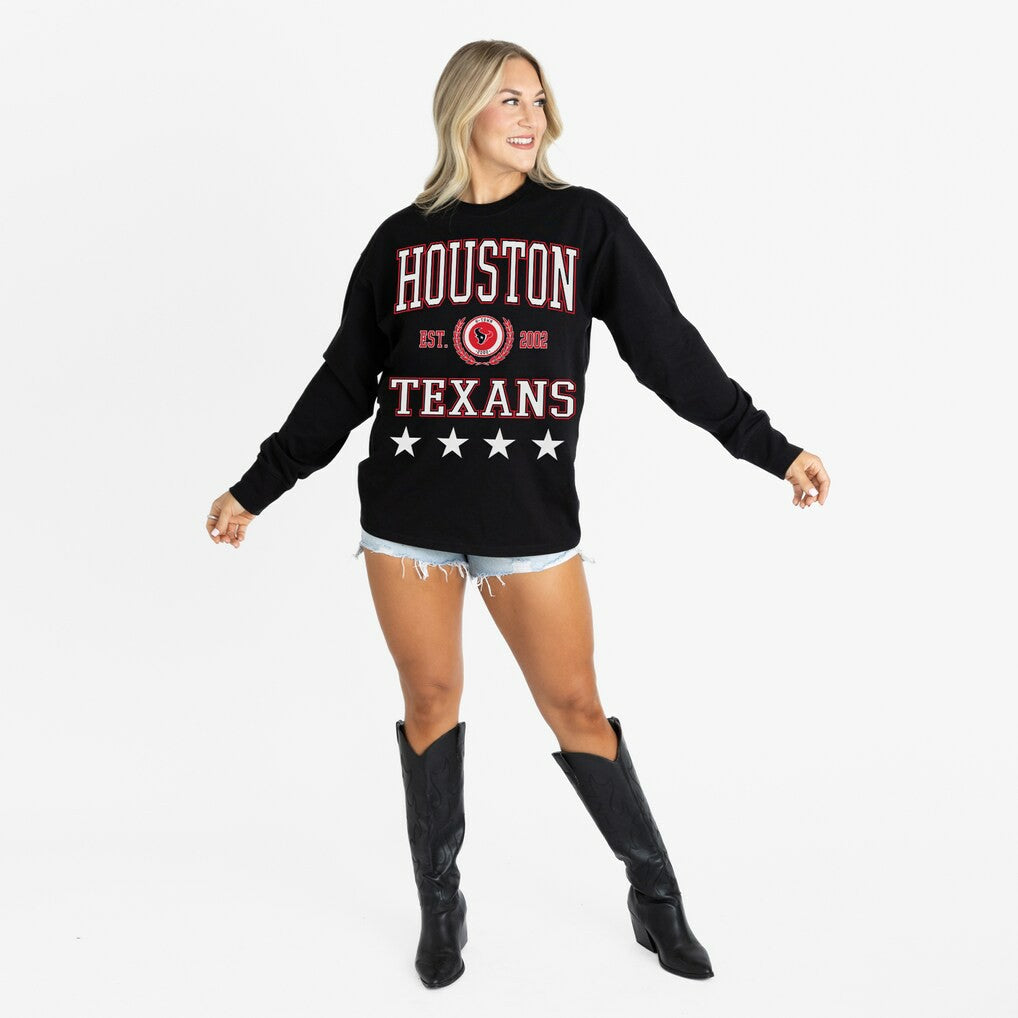 Gameday Couture Women's Oversized Everyday Star Long Sleeve T-Shirt - Houston Texans