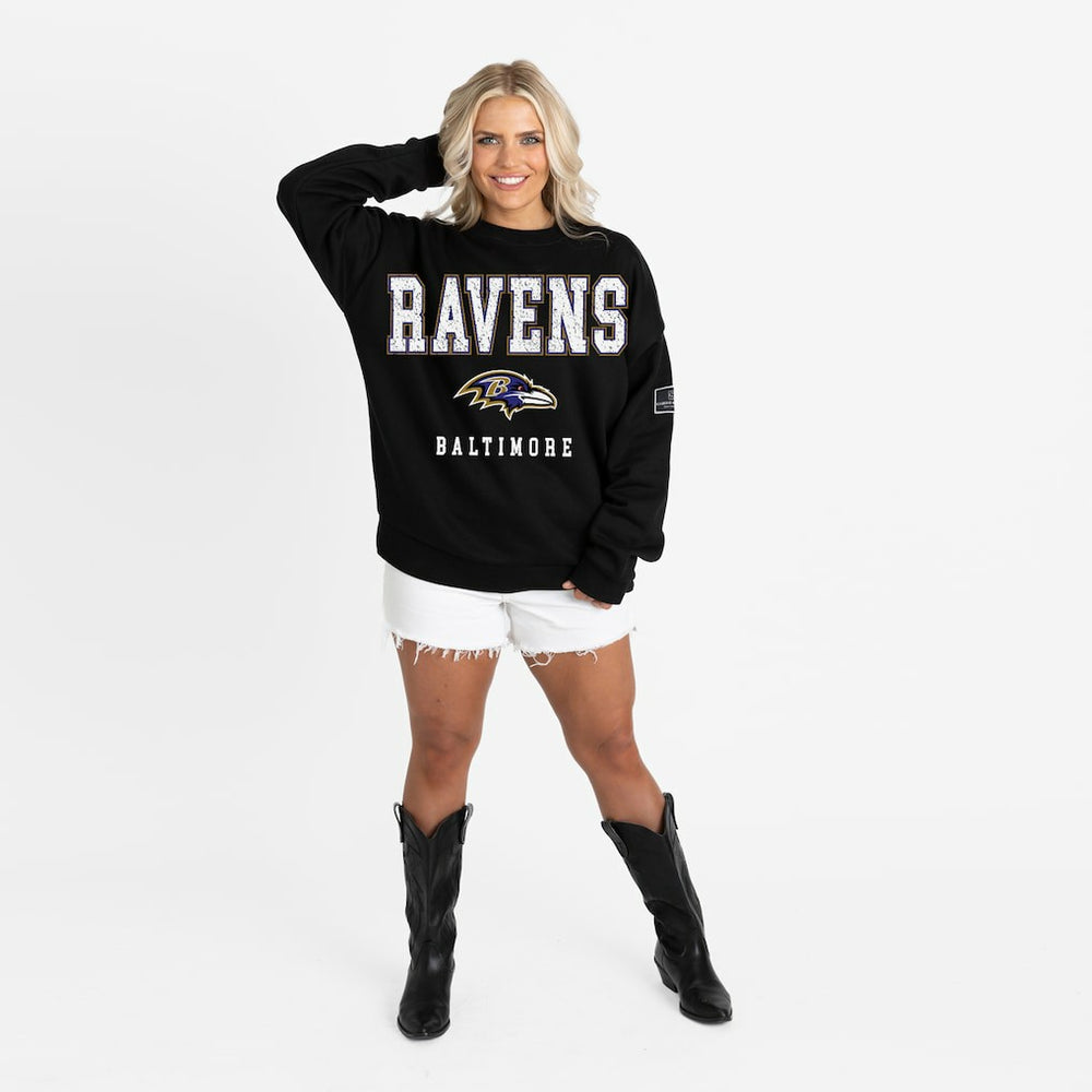 Gameday Couture Women's Oversized Level Up Black Label Premium Fleece Sweatshirt - Baltimore Ravens