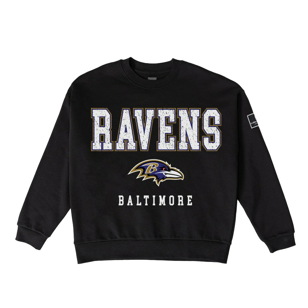 Gameday Couture Women's Oversized Level Up Black Label Premium Fleece Sweatshirt - Baltimore Ravens