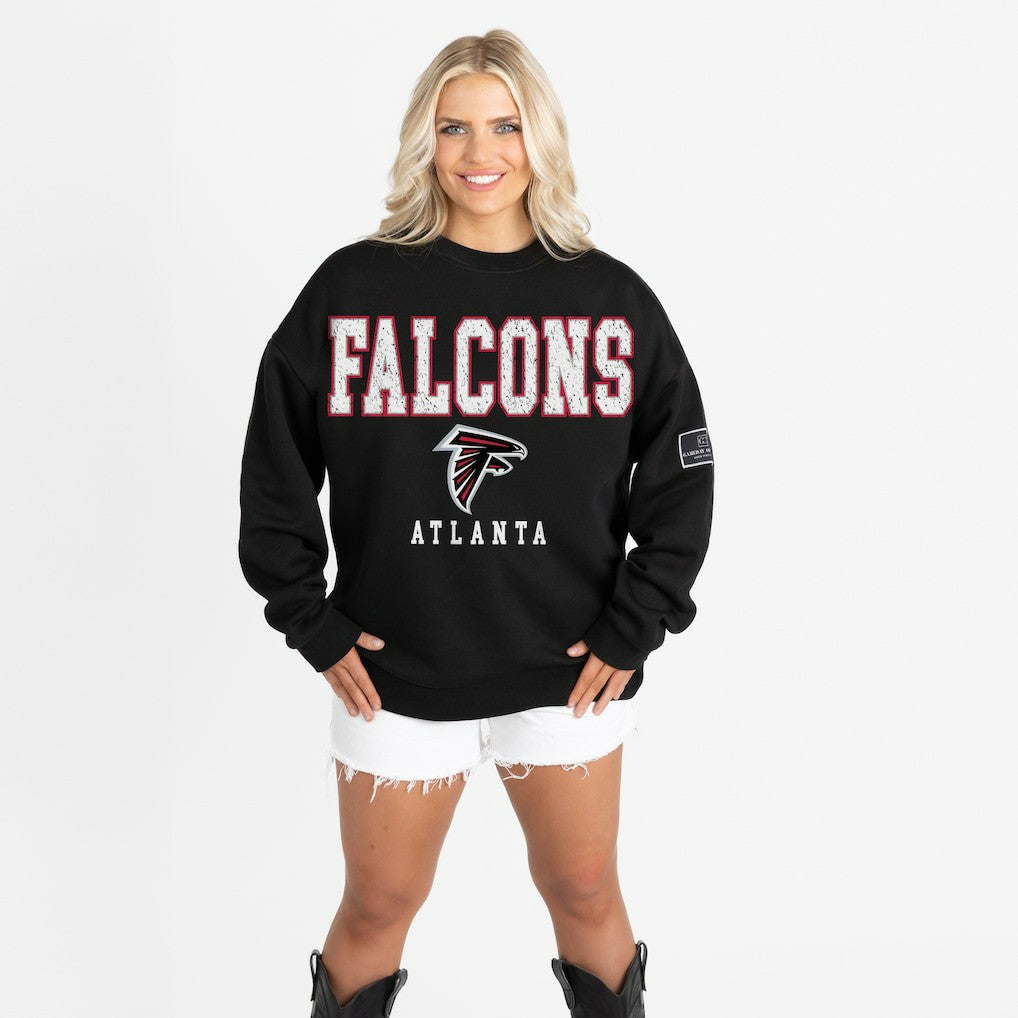 Gameday Couture Women's Oversized Level Up Black Label Premium Fleece Sweatshirt - Atlanta Falcons