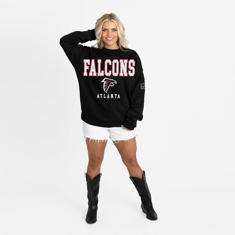 Gameday Couture Women's Oversized Level Up Black Label Premium Fleece Sweatshirt - Atlanta Falcons