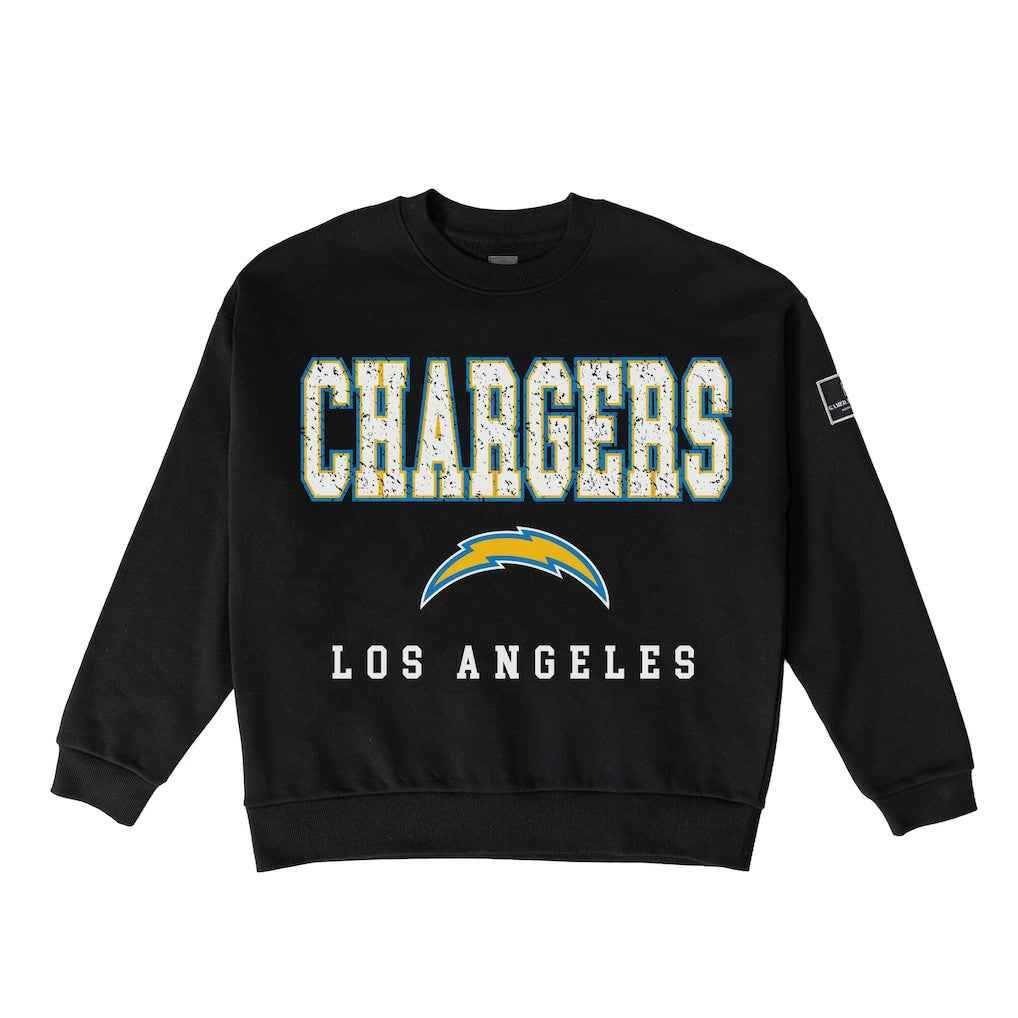 Gameday Couture Women's Oversized Level Up Black Label Premium Fleece Sweatshirt - Los Angeles Chargers
