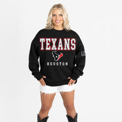 Gameday Couture Women's Oversized Level Up Black Label Premium Fleece Sweatshirt - Houston Texans