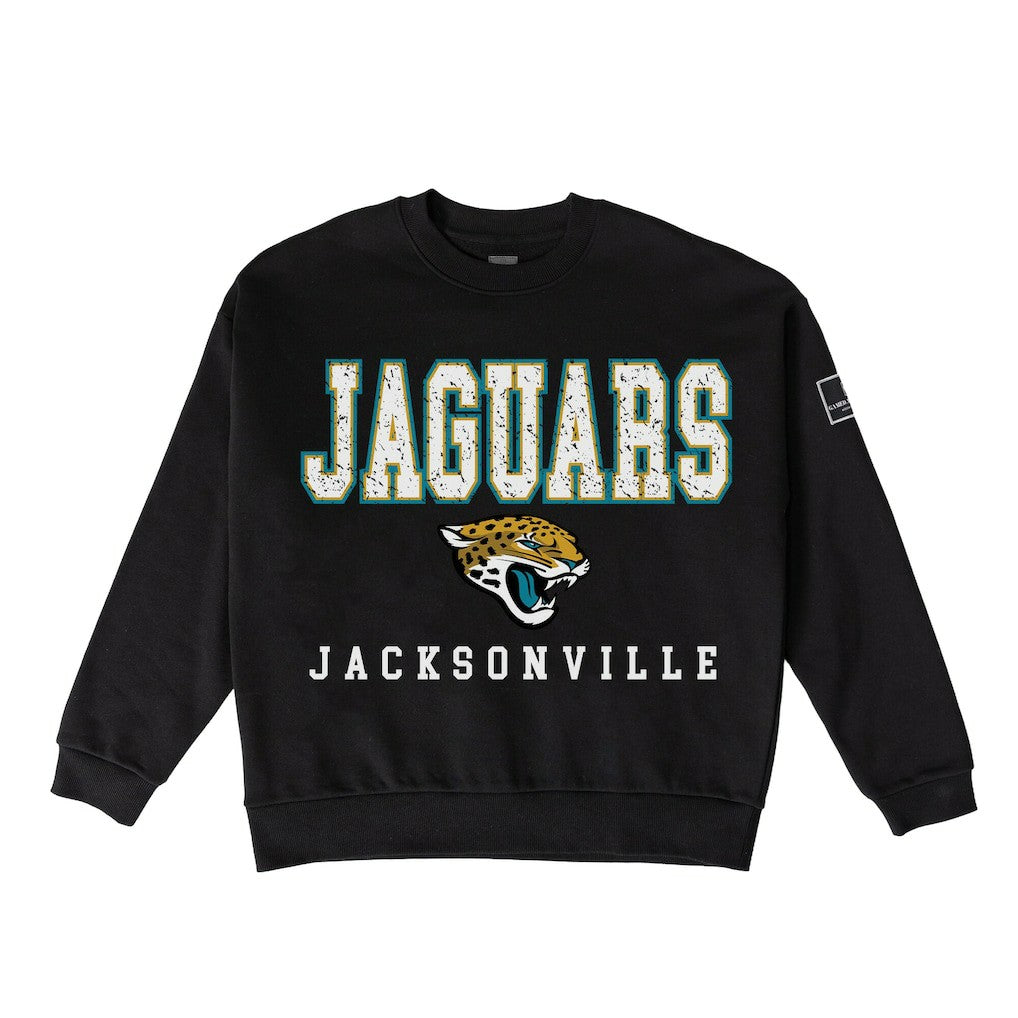 Gameday Couture Women's Oversized Level Up Black Label Premium Fleece Sweatshirt - Jacksonville Jaguars