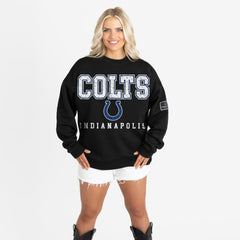 Gameday Couture Women's Oversized Level Up Black Label Premium Fleece Sweatshirt - Indianapolis Colts