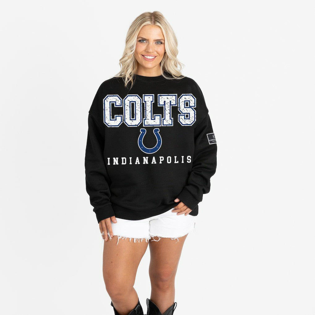 Gameday Couture Women's Oversized Level Up Black Label Premium Fleece Sweatshirt - Indianapolis Colts