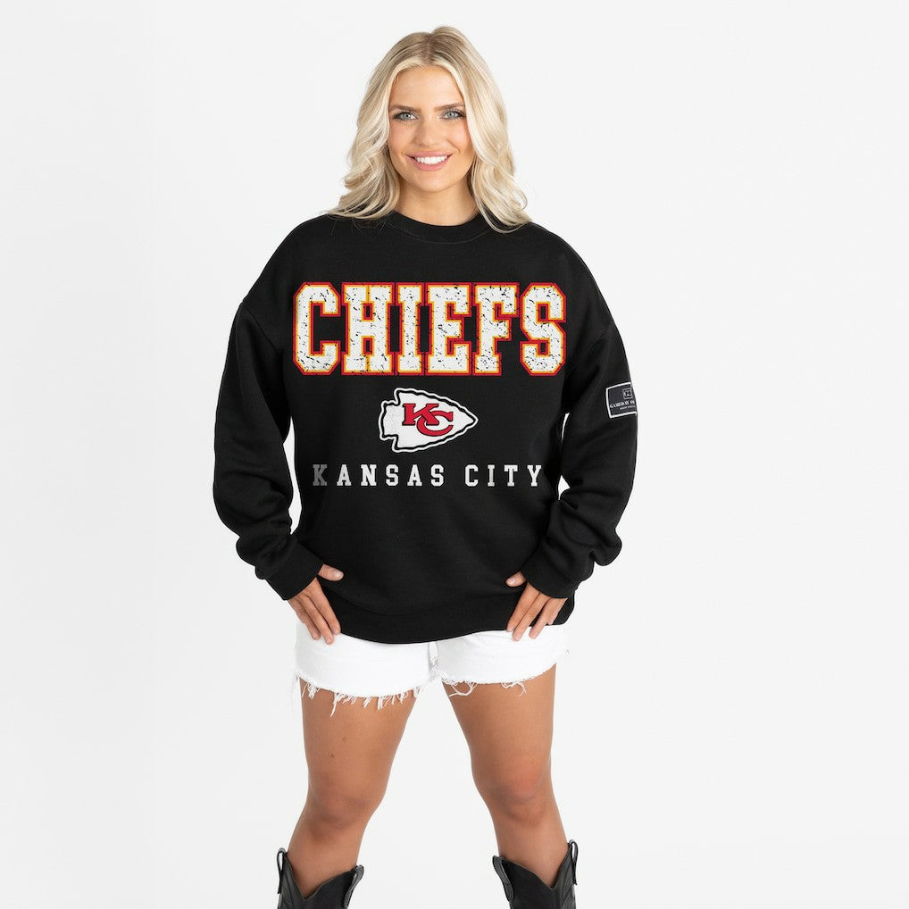 Gameday Couture Women's Oversized Level Up Black Label Premium Fleece Sweatshirt - Kansas City Chiefs