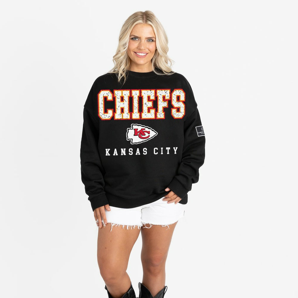 Gameday Couture Women's Oversized Level Up Black Label Premium Fleece Sweatshirt - Kansas City Chiefs