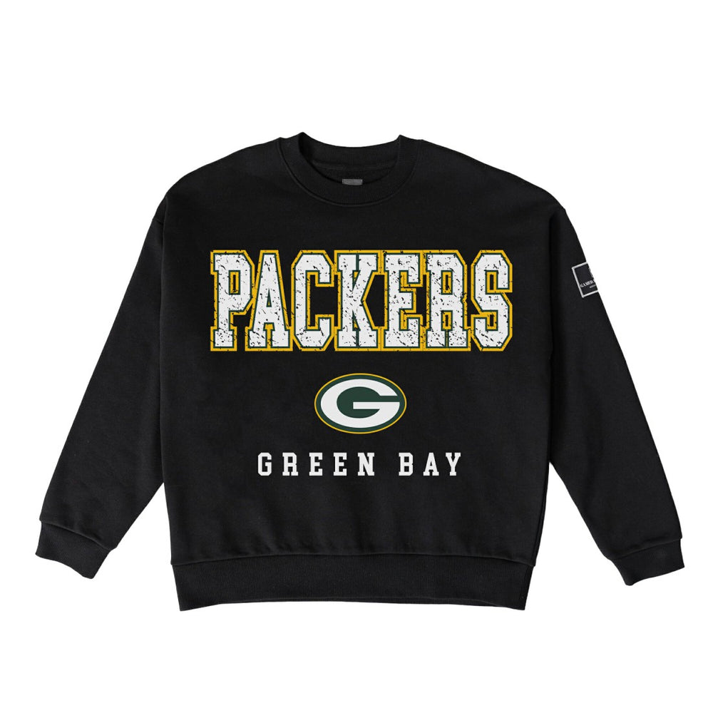 Gameday Couture Women's Oversized Level Up Black Label Premium Fleece Sweatshirt - Green Bay Packers