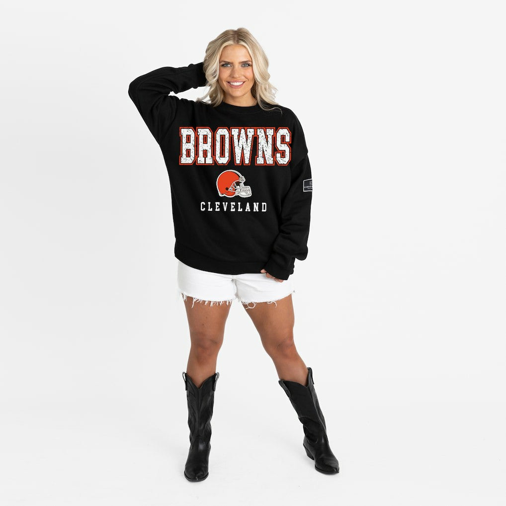 Gameday Couture Women's Oversized Level Up Black Label Premium Fleece Sweatshirt - Cleveland Browns