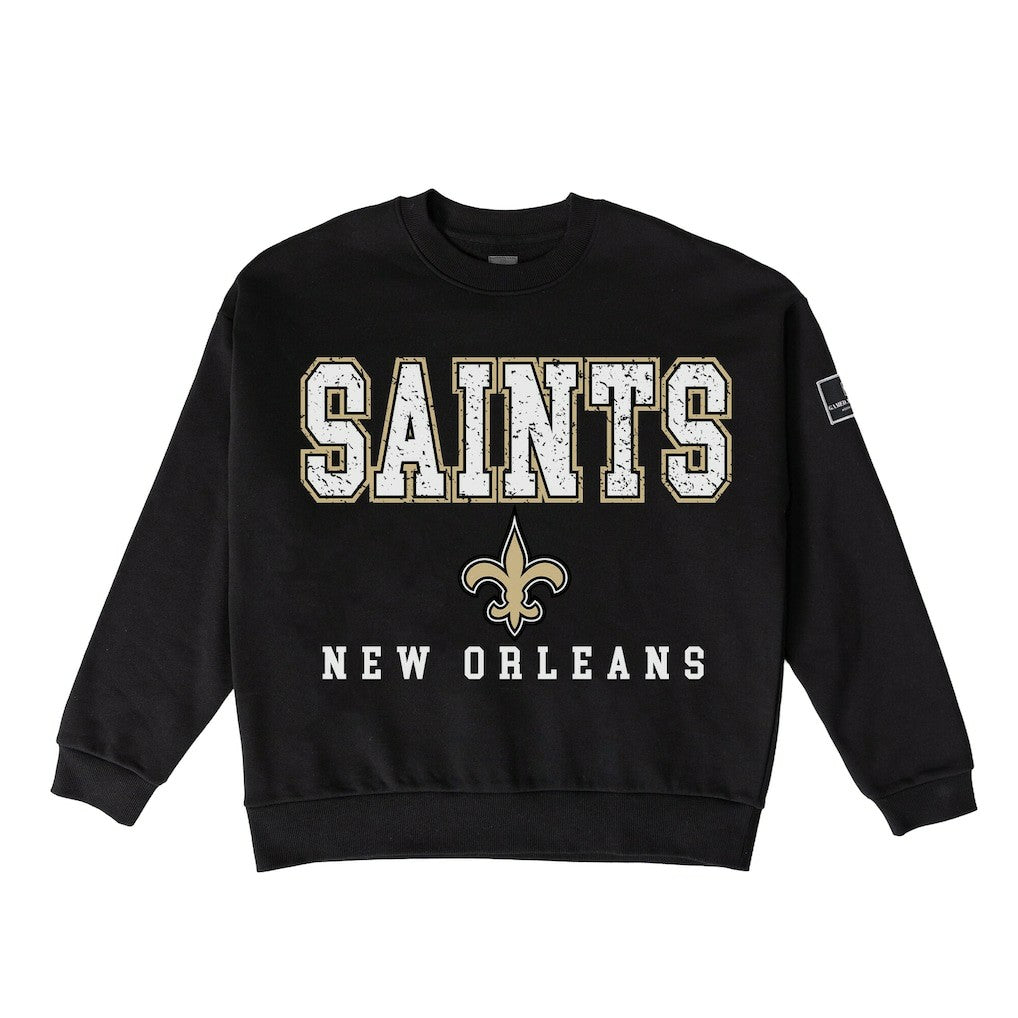 Gameday Couture Women's Oversized Level Up Black Label Premium Fleece Sweatshirt - New Orleans Saints
