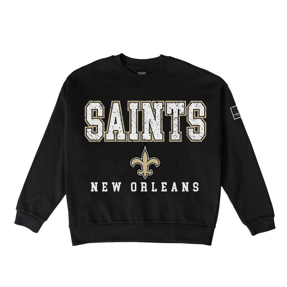 Gameday Couture Women's Oversized Level Up Black Label Premium Fleece Sweatshirt - New Orleans Saints