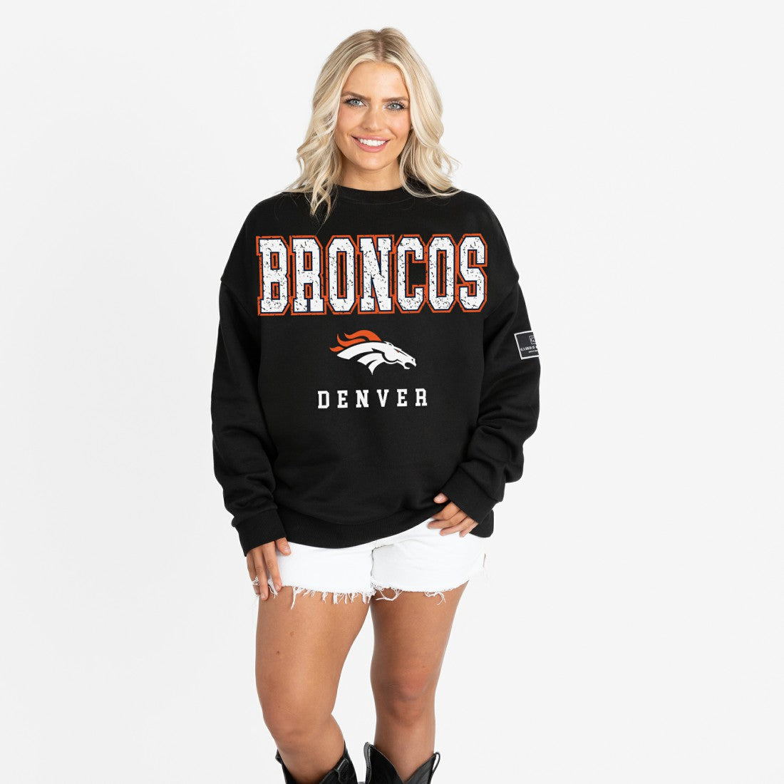 Gameday Couture Women's Oversized Level Up Black Label Premium Fleece Sweatshirt - Denver Broncos