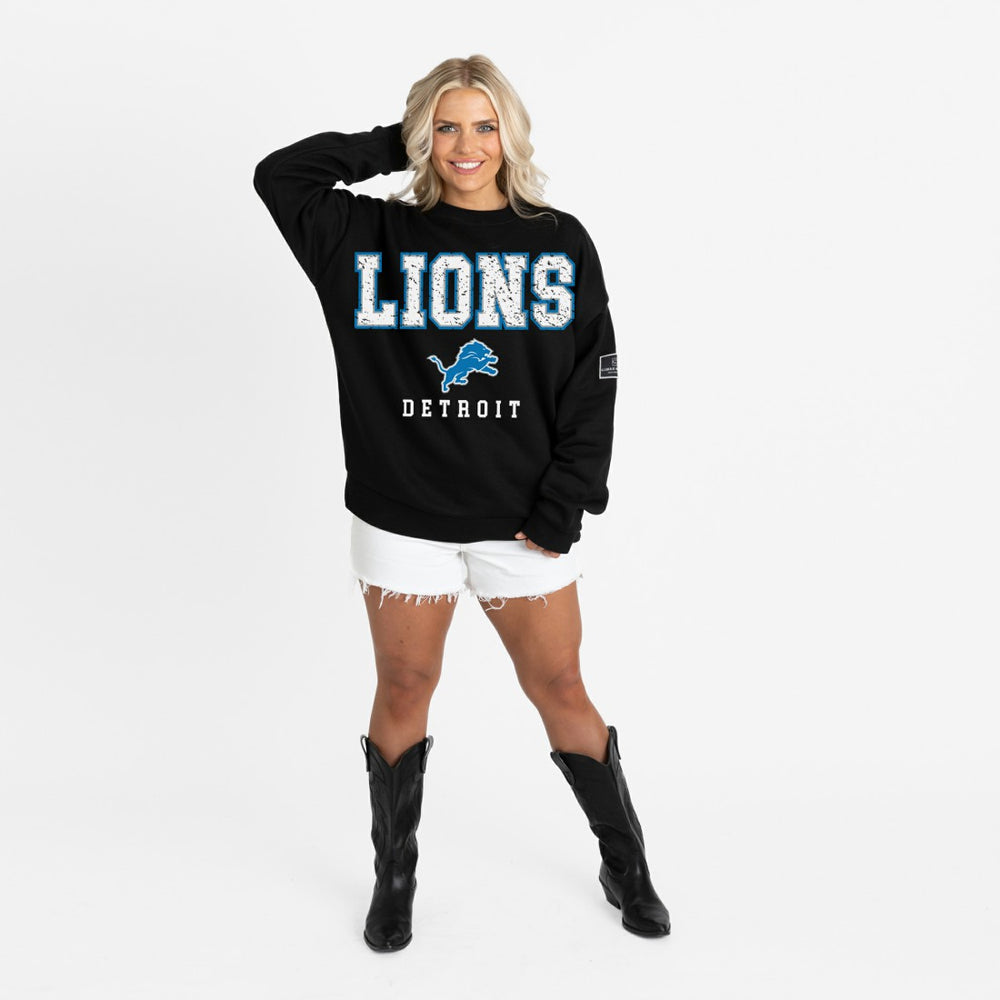 Gameday Couture Women's Oversized Level Up Black Label Premium Fleece Sweatshirt - Detroit Lions
