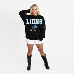 Gameday Couture Women's Oversized Level Up Black Label Premium Fleece Sweatshirt - Detroit Lions