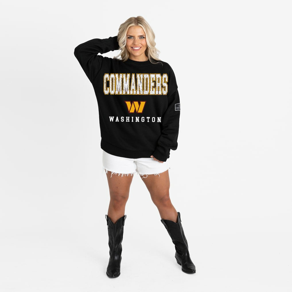 Gameday Couture Women's Oversized Level Up Black Label Premium Fleece Sweatshirt - Washington Commanders