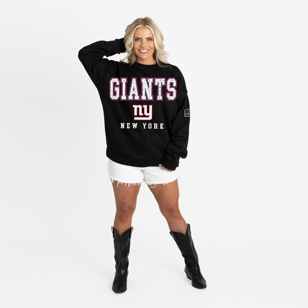 Gameday Couture Women's Oversized Level Up Black Label Premium Fleece Sweatshirt - New York Giants
