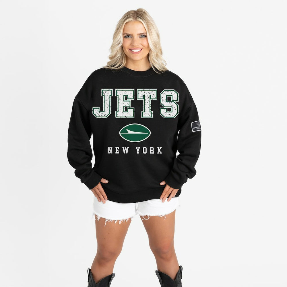Gameday Couture Women's Oversized Level Up Black Label Premium Fleece Sweatshirt - New York Jets