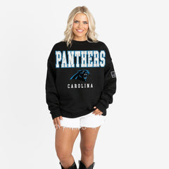Gameday Couture Women's Oversized Level Up Black Label Premium Fleece Sweatshirt - Carolina Panthers