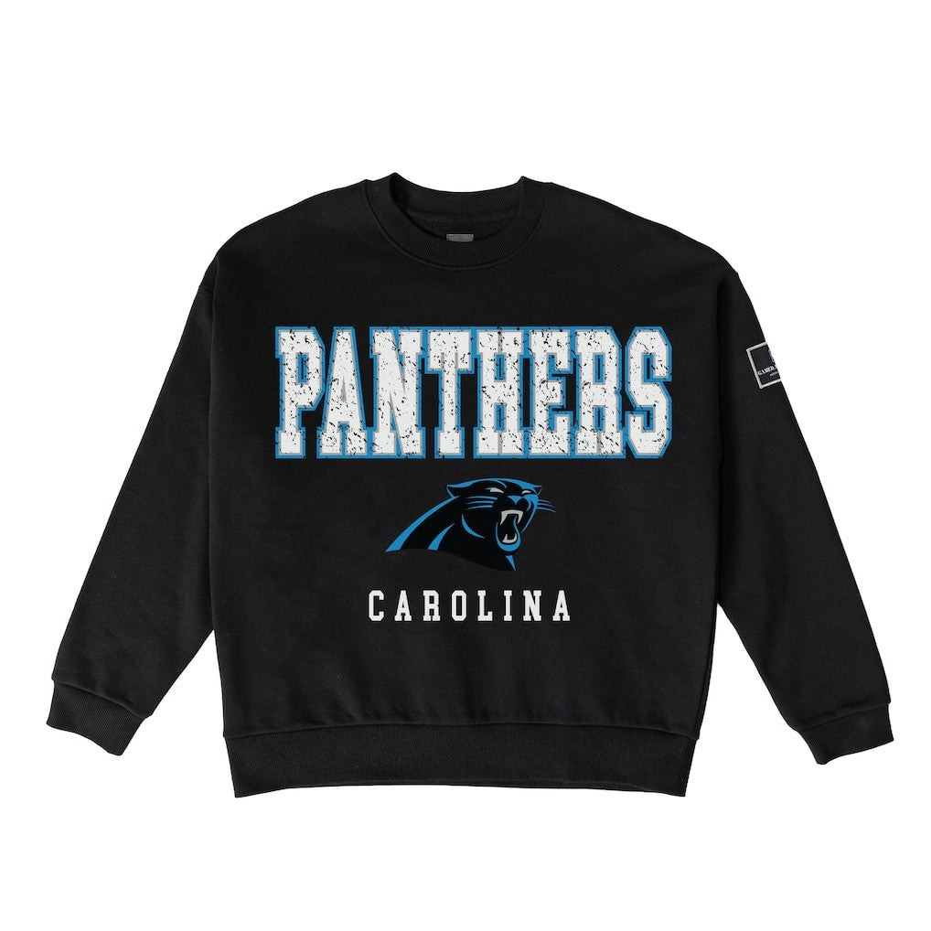 Gameday Couture Women's Oversized Level Up Black Label Premium Fleece Sweatshirt - Carolina Panthers