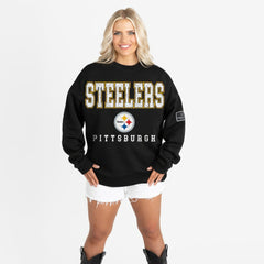 Gameday Couture Women's Oversized Level Up Black Label Premium Fleece Sweatshirt - Pittsburgh Steelers
