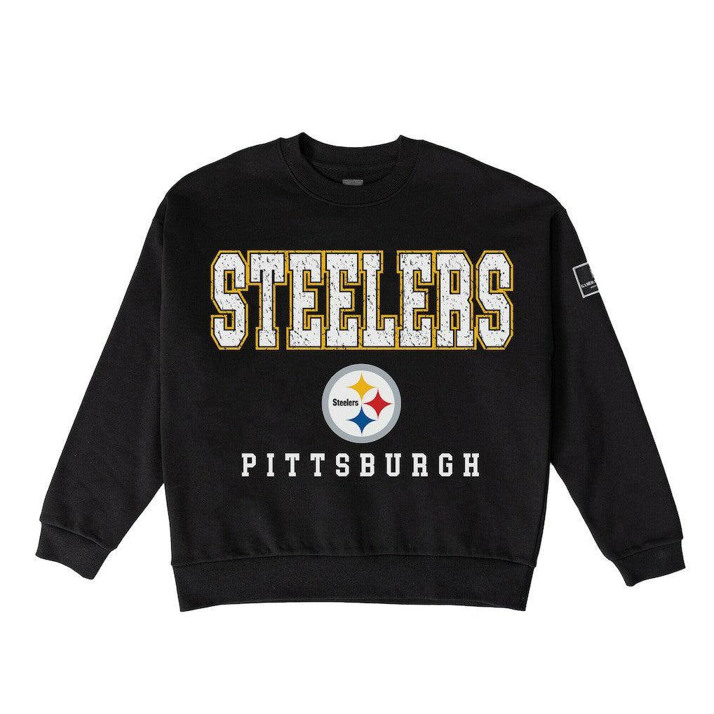 Gameday Couture Women's Oversized Level Up Black Label Premium Fleece Sweatshirt - Pittsburgh Steelers