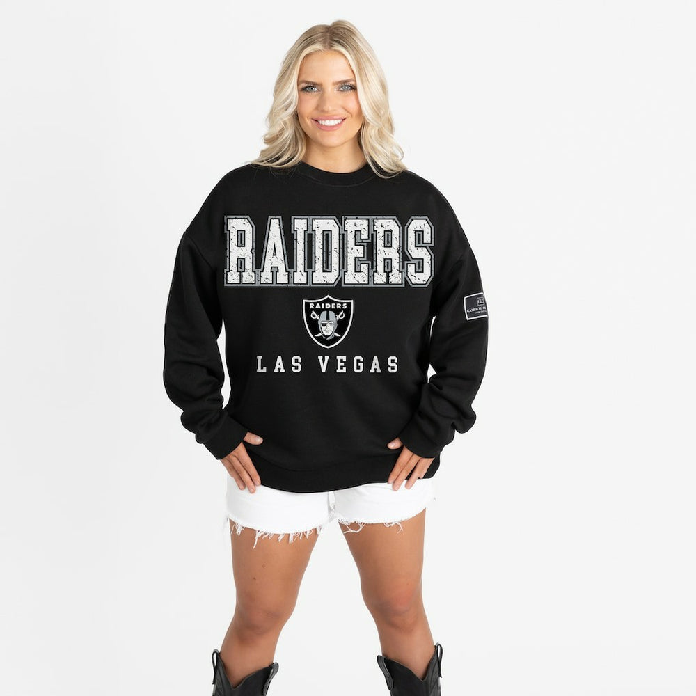 Gameday Couture Women's Oversized Level Up Black Label Premium Fleece Sweatshirt - Las Vegas Raiders