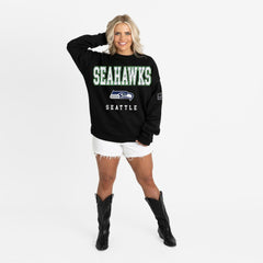 Gameday Couture Women's Oversized Level Up Black Label Premium Fleece Sweatshirt - Seattle Seahawks