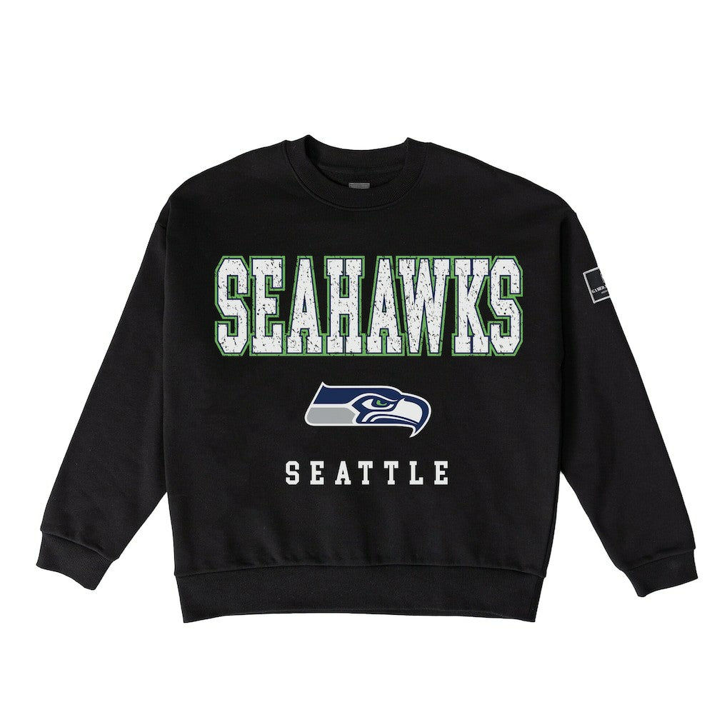 Gameday Couture Women's Oversized Level Up Black Label Premium Fleece Sweatshirt - Seattle Seahawks