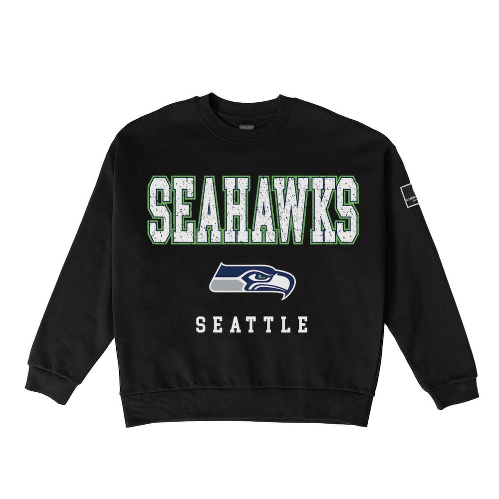 Gameday Couture Women's Oversized Level Up Black Label Premium Fleece Sweatshirt - Seattle Seahawks