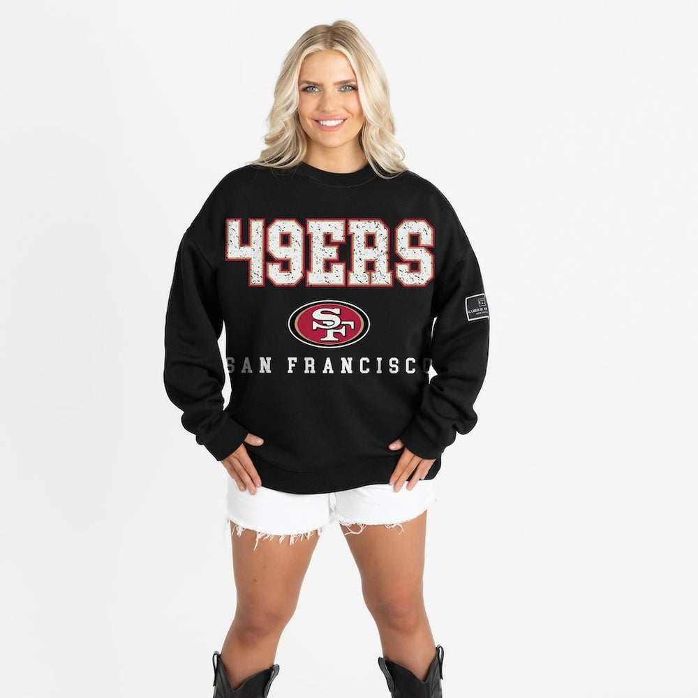 Gameday Couture Women's Oversized Level Up Black Label Premium Fleece Sweatshirt - San Francisco 49ers