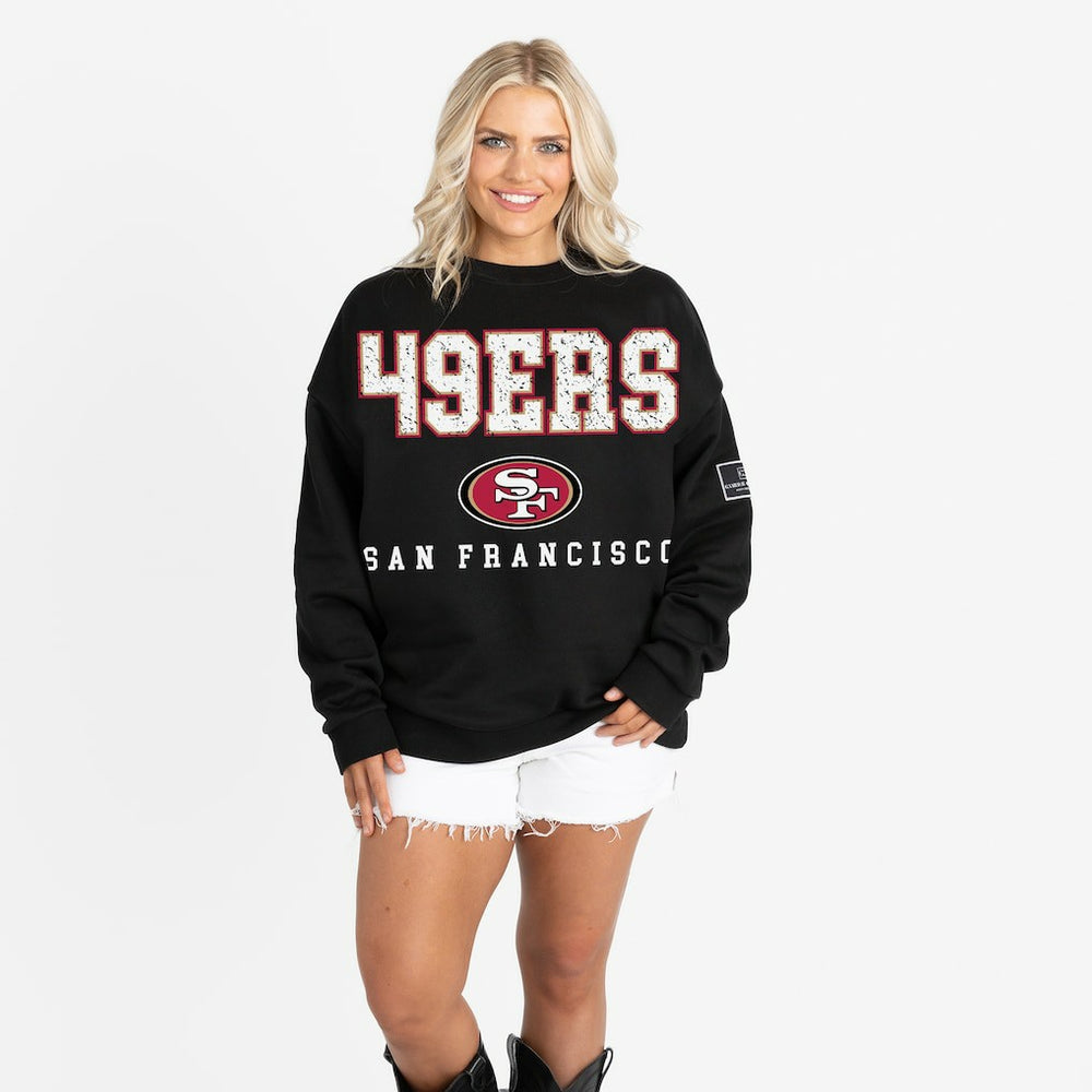 Gameday Couture Women's Oversized Level Up Black Label Premium Fleece Sweatshirt - San Francisco 49ers