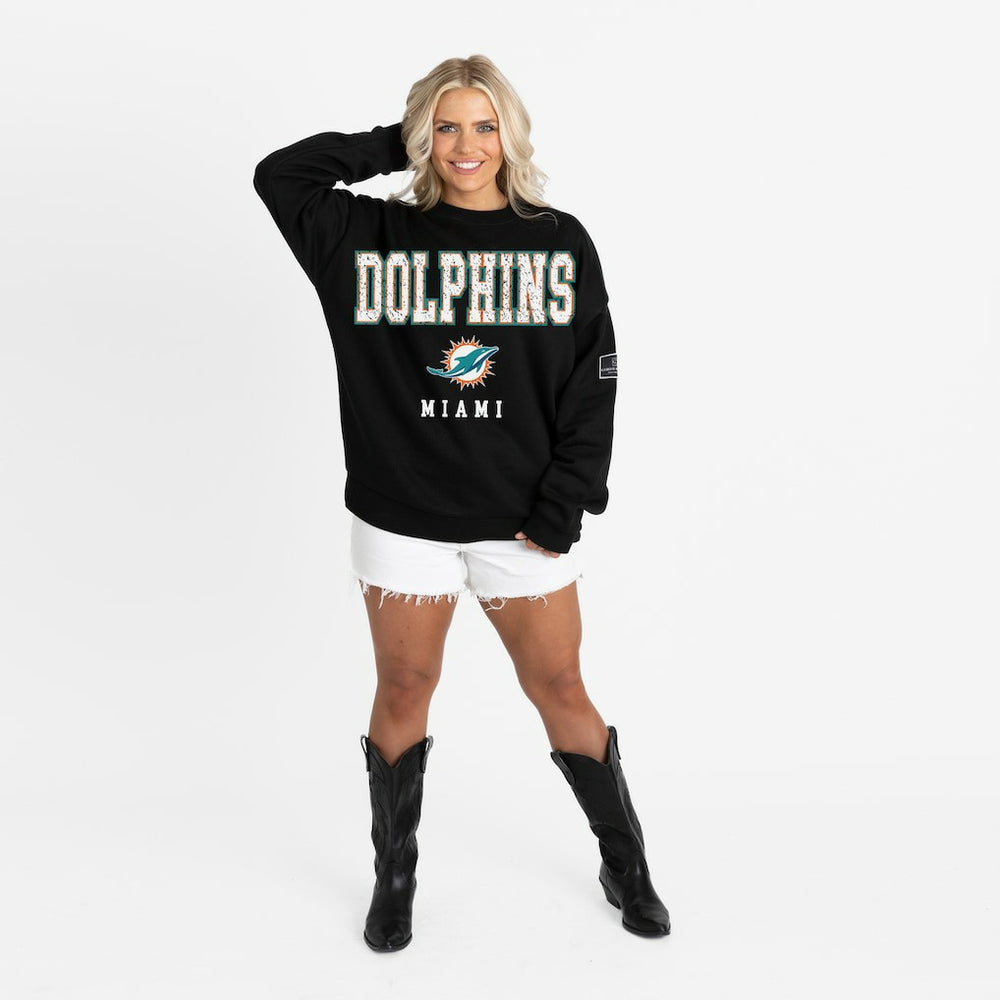 Gameday Couture Women's Oversized Level Up Black Label Premium Fleece Sweatshirt - Miami Dolphins