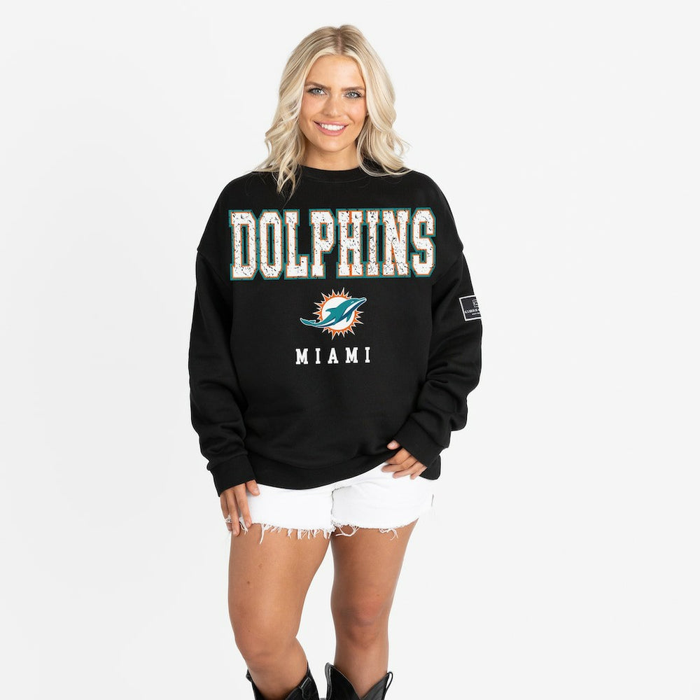 Gameday Couture Women's Oversized Level Up Black Label Premium Fleece Sweatshirt - Miami Dolphins