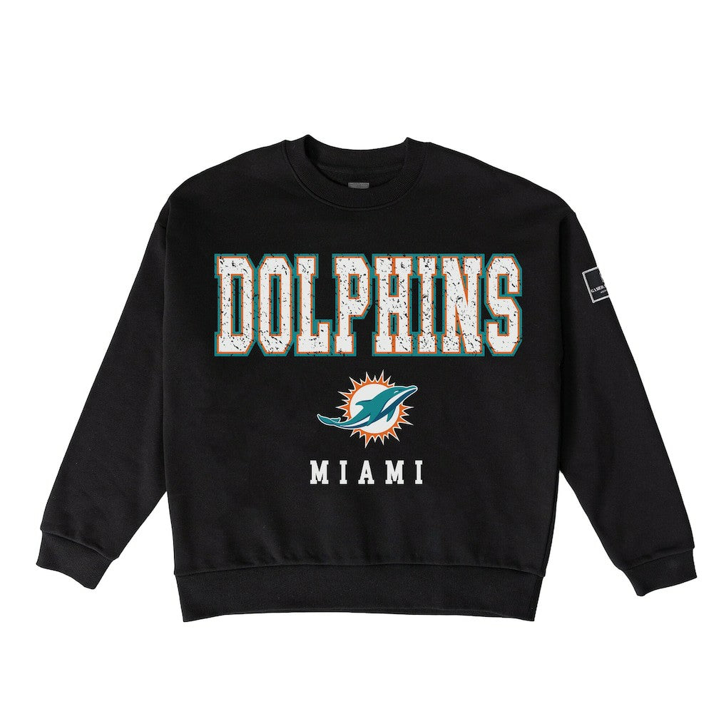 Gameday Couture Women's Oversized Level Up Black Label Premium Fleece Sweatshirt - Miami Dolphins