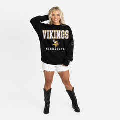 Gameday Couture Women's Oversized Level Up Black Label Premium Fleece Sweatshirt - Minnesota Vikings