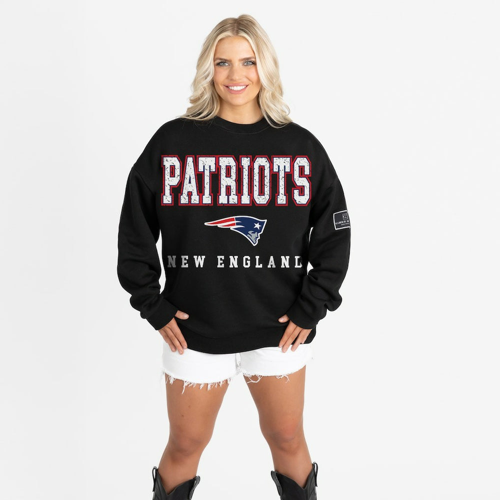 Gameday Couture Women's Oversized Level Up Black Label Premium Fleece Sweatshirt - New England Patriots
