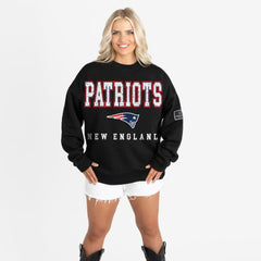 Gameday Couture Women's Oversized Level Up Black Label Premium Fleece Sweatshirt - New England Patriots