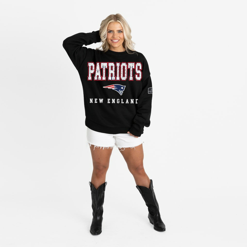 Gameday Couture Women's Oversized Level Up Black Label Premium Fleece Sweatshirt - New England Patriots