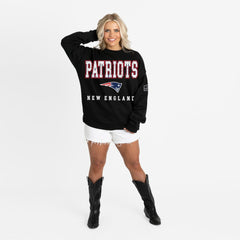 Gameday Couture Women's Oversized Level Up Black Label Premium Fleece Sweatshirt - New England Patriots
