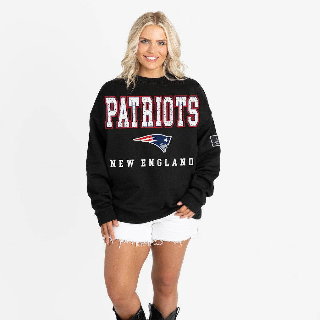 Gameday Couture Women's Oversized Level Up Black Label Premium Fleece Sweatshirt - New England Patriots