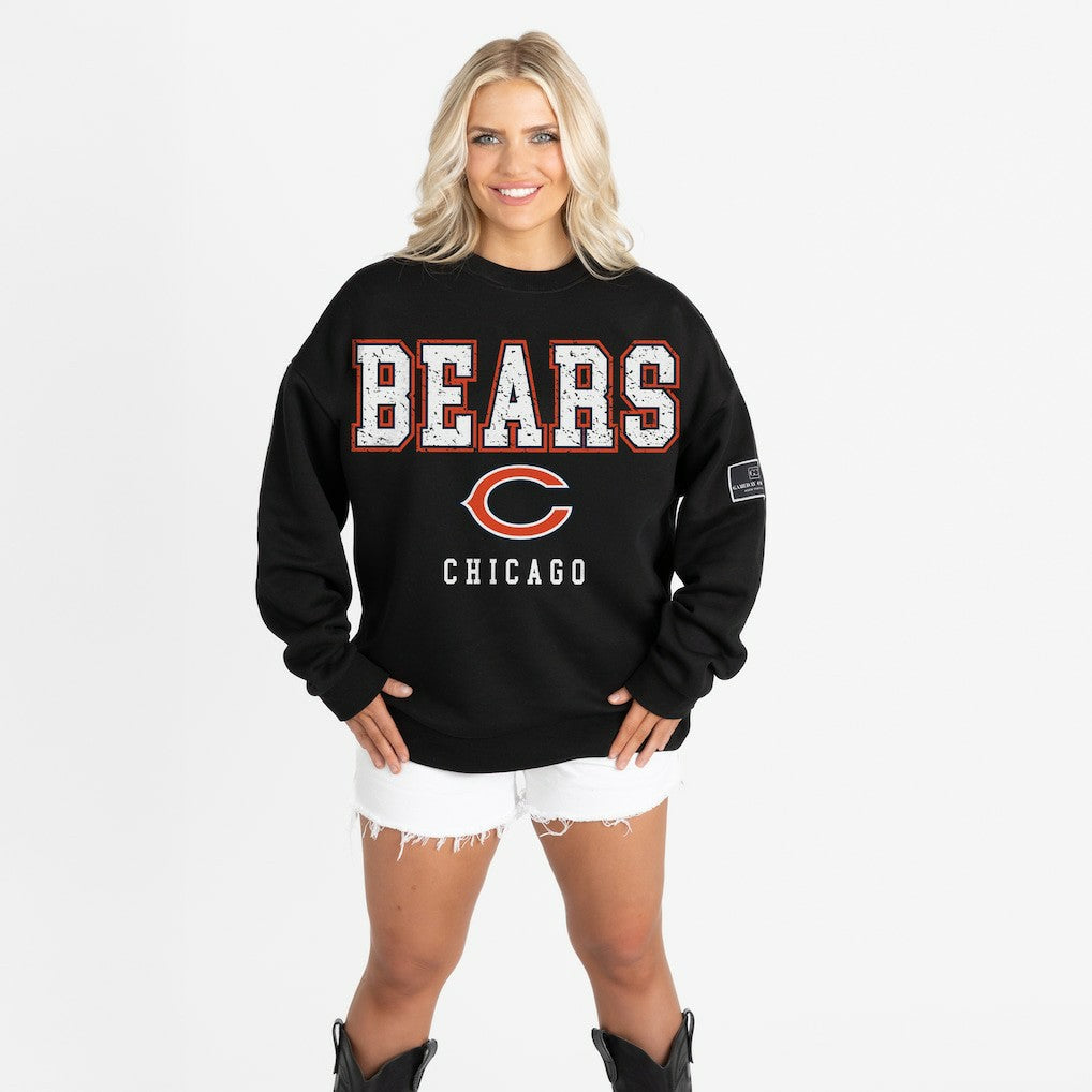 Gameday Couture Women's Oversized Level Up Black Label Premium Fleece Sweatshirt - Chicago Bears